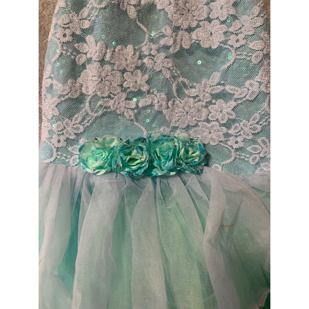Weissman Kids Turquoise Aqua Lace Sequin Tutu Dance Costume Dress 13493 Size SC